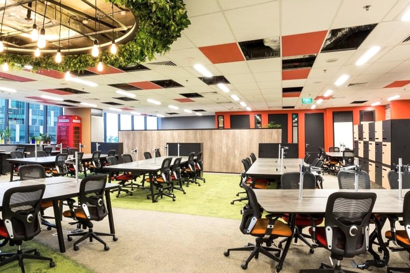 Completed Singapore community workspace with fitted carpentry
