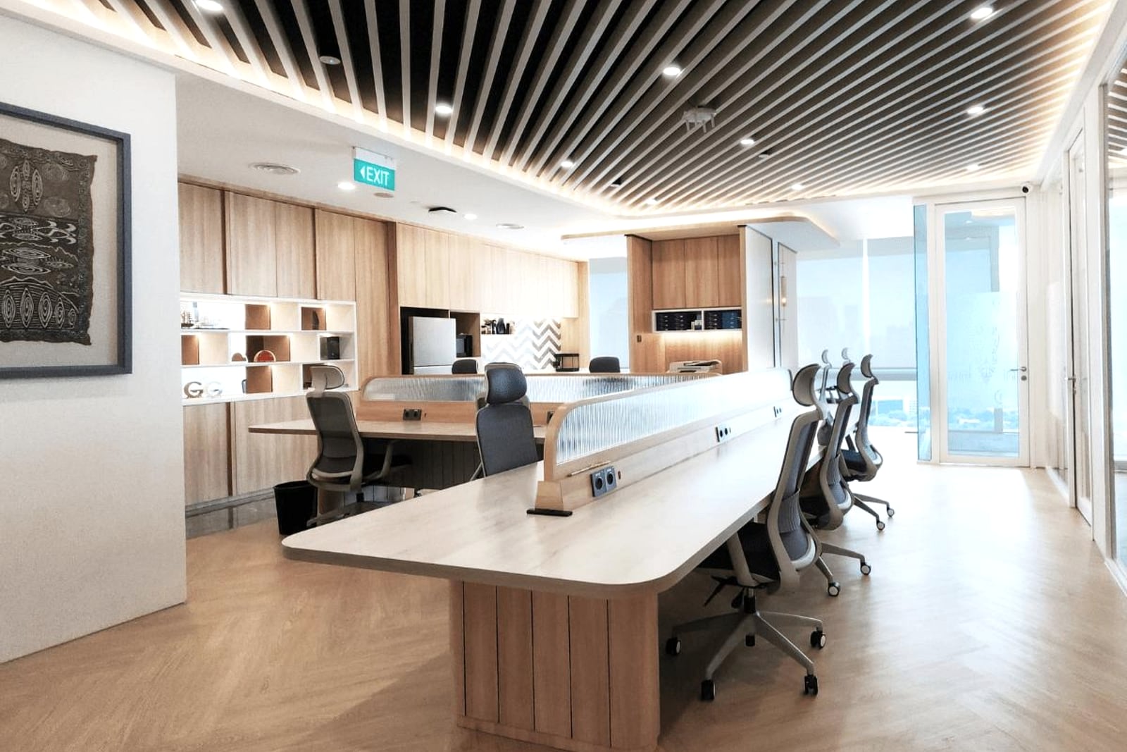 Completed open office workspace with workstations