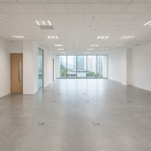 Office interior relevant to commercial reinstatement planning